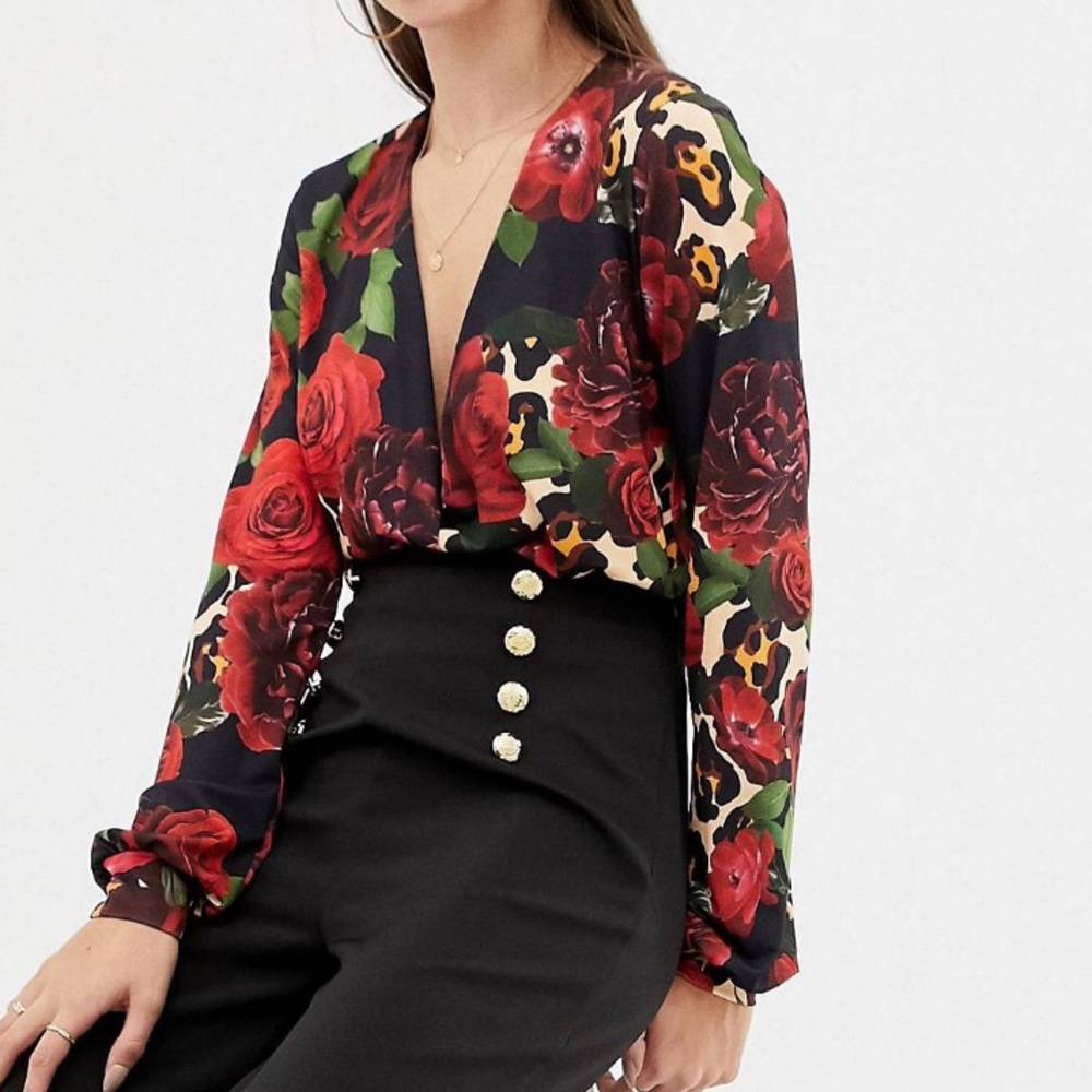 Tall blouse thong bodysuit